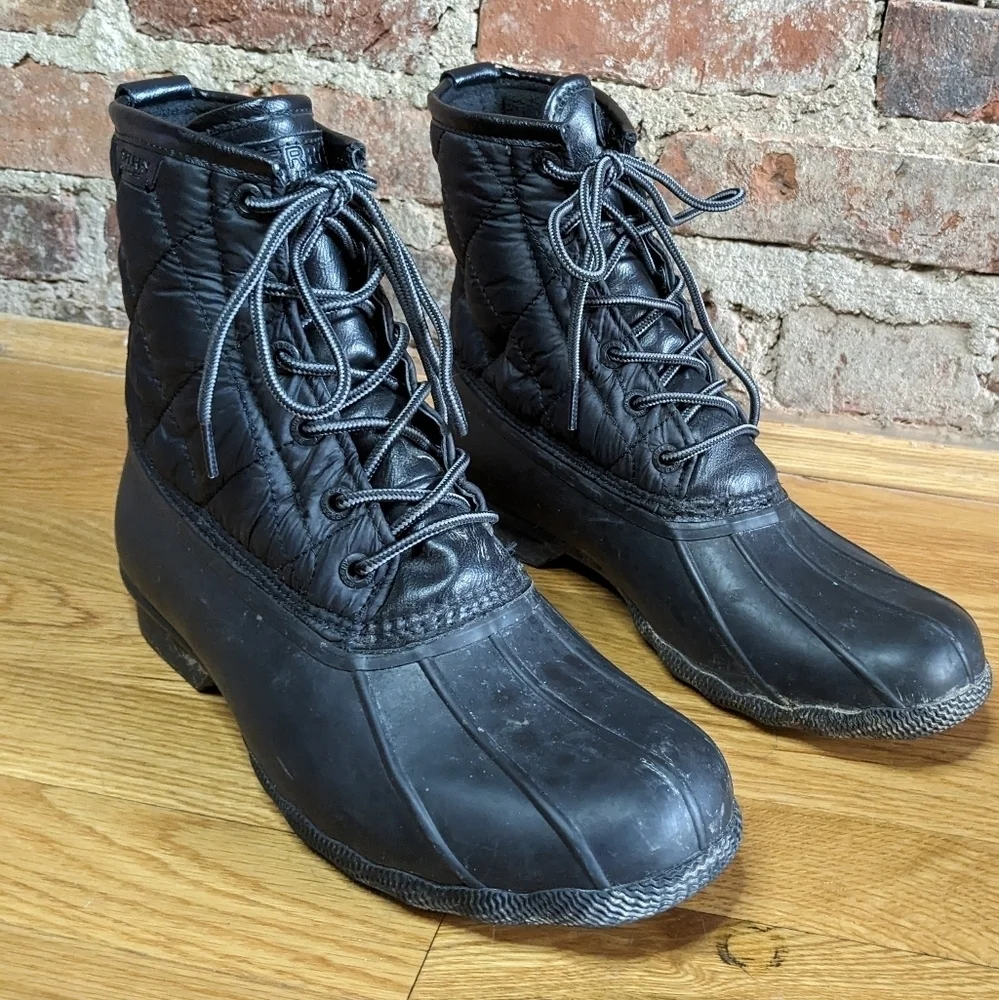 Sperry Size 9 Black‎ Saltwater Quilted Water Resistant Duck Boots